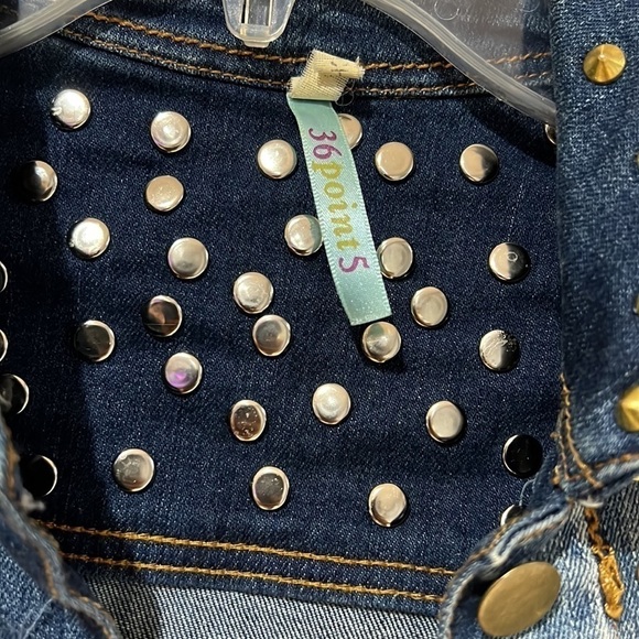 Point 5 Gold Studded Denim Jean Jacket XS - Picture 3 of 8